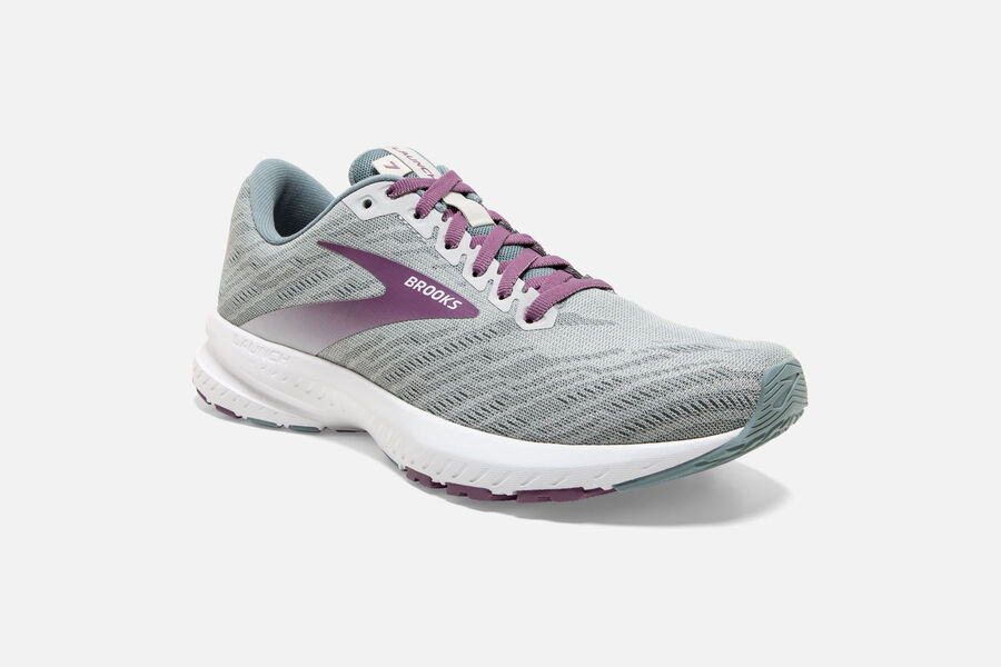 Launch 7 Road Brooks Running Shoes NZ Womens - Grey/Purple - QZSLOH-603